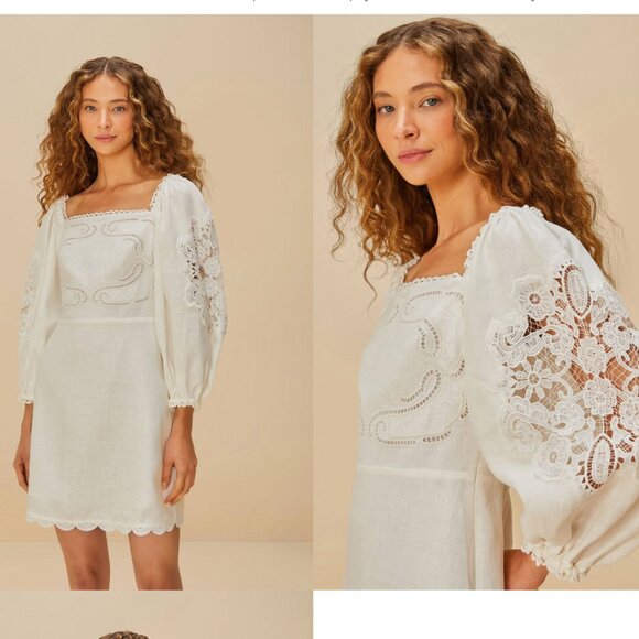 FARM Rio Dresses & Skirts - Farm Rio off-white embroidered euroflax premium cotton mini dress size M